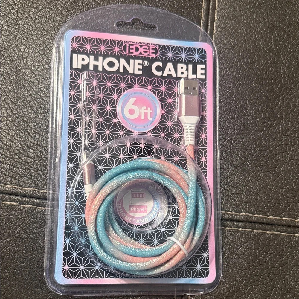 iPhone Cable - Pink and Blue 6ft